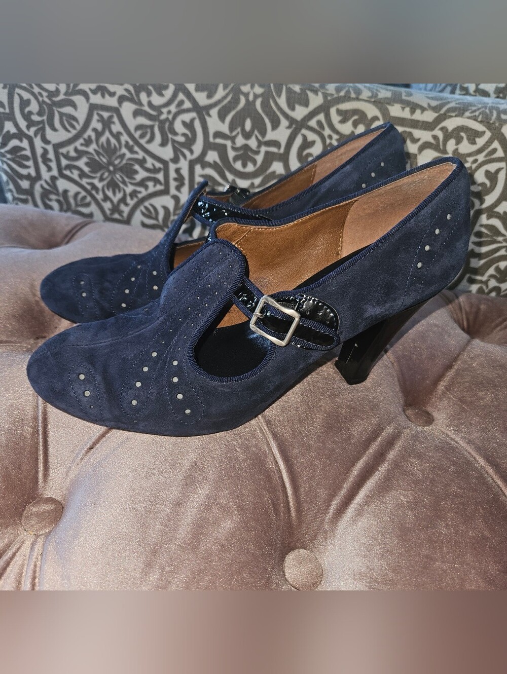 Vintage Blue Suede Heels